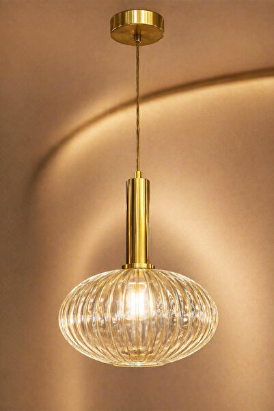 MINIMAL ETICARET VE BILGI TEKNOLOJILERI Gloss ONE Gold Chrome Sarkıt Cam Avize