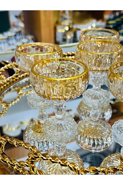 EVRA Lüx Gold Kahve Yanı Lokumluk + Şekerlik ( 6 Adet )