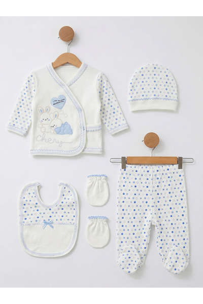 Baby Boy Rabbit Polka Dot Blue 5pcs Newborn Baby Clothes