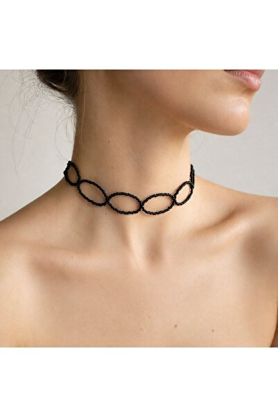 LeylanTakı Kadın Siyah choker Spor Kolye El Yapımı Bijuteri Hediye Aksesuar