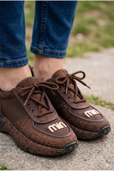 BRONZ LİFE Stone-Embellished Sports Shoes