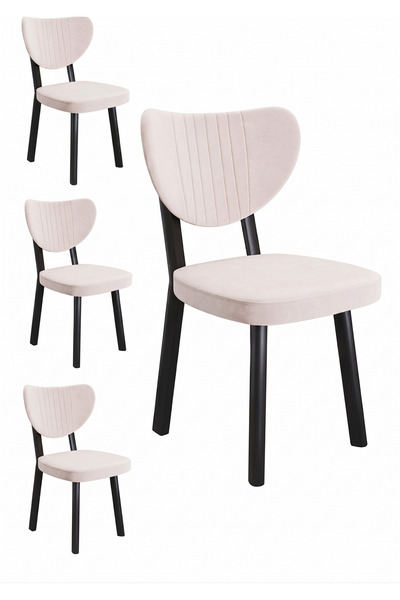Avenza Furniture Avenza Living Elma 4 lü Sandalye Takımı - Siyah D Profil Met...