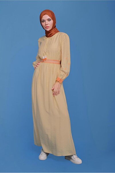 Alvina Round Neck Sleeves Embroidered Dress 41697