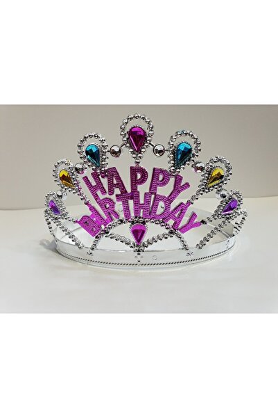 OEM Ασημί Στέμμα Γενεθλίων με Γραμμένο και Χαρούμενα Γενέθλια 60 εκ.