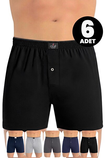 Öts Комплект от 6 броя мъжки боксерки с копчета, от еднослойна жарсе материя ...