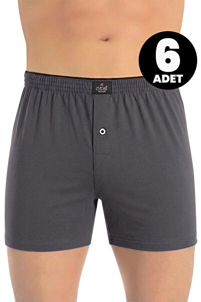 Öts 6-Pack Men's Boxers with Buttons, Single Jersey Fabric (100% Cotton)