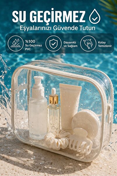 HİG HOME Αδιάβροχη διαφανής τσάντα παραλίας – Organizer για διακοπές