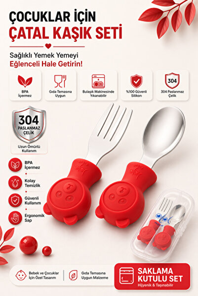 jojobebek Premium Çocuk BPA Free Kaliteli Silikon Saplı Paslanmaz Çelik Uçlu ...