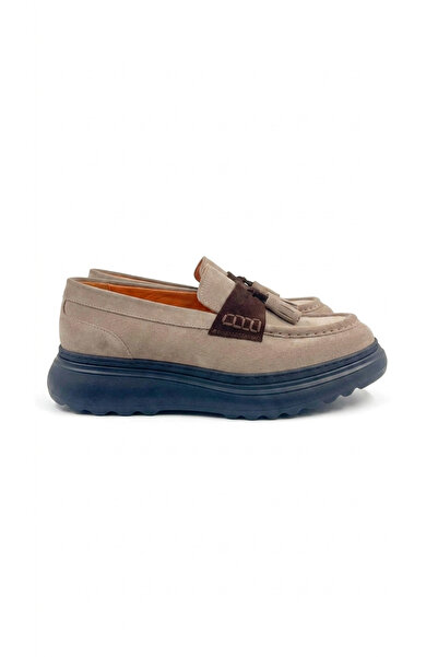 Oneka Shoes 1240EGL122 Erkek Günlük Loafer Kum süet püsküllü