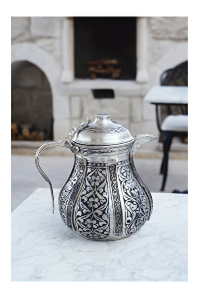 Bakır Concept Copper Milk Jug, Sauce Bowl, Embroidered, Silver Color (2Lt, Ti...
