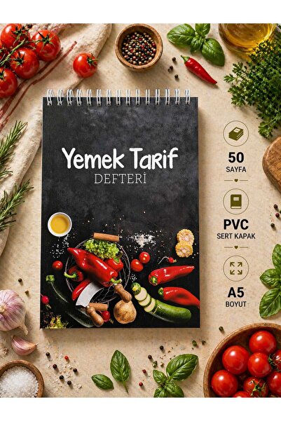 ETİKETİM Siyah Sebzeli Tarif Defteri A5 Boyut - 50 yp