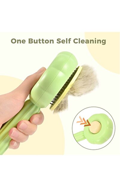 Arabest Pet Grooming Brush with One-Click Cleaning,140° Curved Pins for Long ...