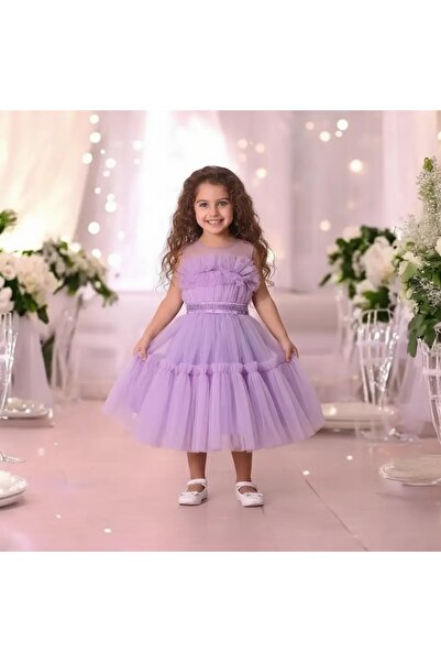 Ahsenimbebe GÖĞÜS FIRFIRLI KIZ ÇOCUK ABİYE ELBİSE 5-10 YAŞ