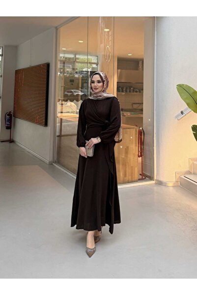 butik hira Ασύμμετρο υφασμάτινο φόρεμα από ύφασμα Ayrobin με δέσιμο στο πλάι