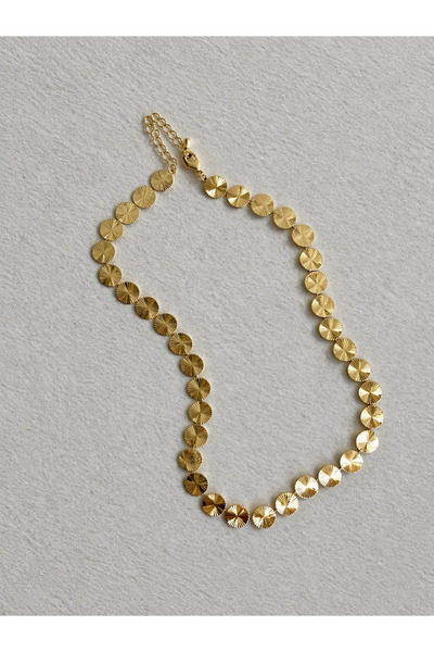 Owentis Gold Desenli Ezme Plaka Mirelda Kolye -kararma yapmaz-