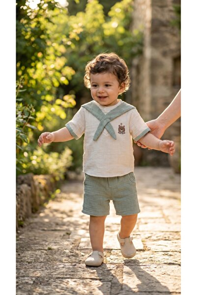 Sabi Baby Boy Muslin Sailor Collar Short Sleeve Shorts Set