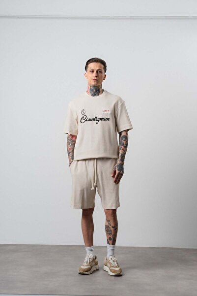 Respire Ανδρικό σετ μπλουζάκι και σορτς Countryman με κέντημα, σε κανονική εφ...