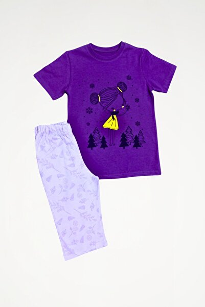 Newteam Σετ πιτζάμες κοριτσίστικης κοντομάνικης κάπρι με σχέδια 4306