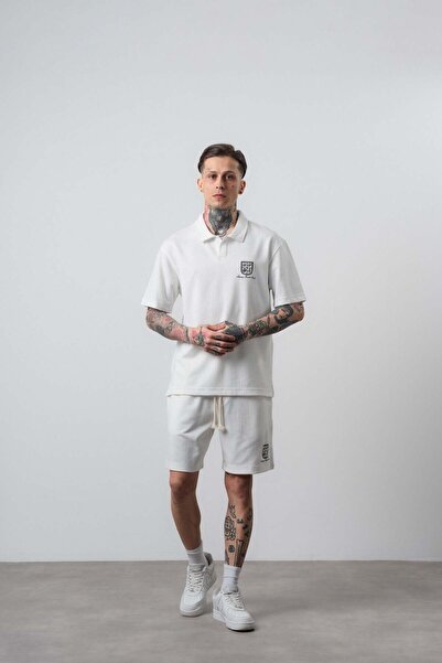 Respire Ανδρικό σετ μπλουζάκι και σορτς Rocket Club με κανονική εφαρμογή, εκρού