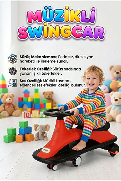 Tıfıl Toys Müzikli ve Işıklı Tekerlekli 1 Fonksiyonlu Pedalsız Eğitici Bin-Gi...