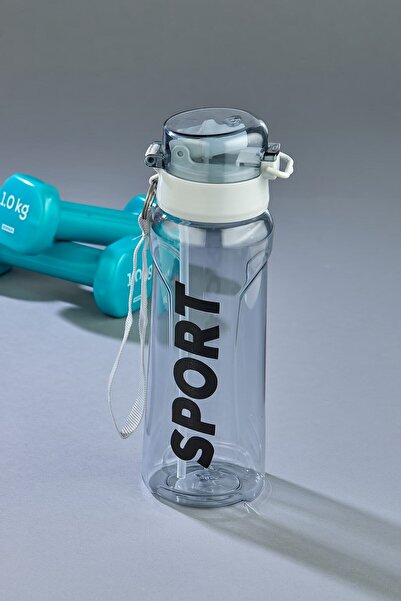 ALİNA HOME Sağlıklı Şeffaf Polikarbon Sporcu Matara 700 ML Kapaklı&Slikon Pip...