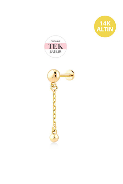 KURSHUNI Top, Sallantılı, 14 Ayar Altın Kıkırdak Küpe/Piercing (TEK Satılır) ...