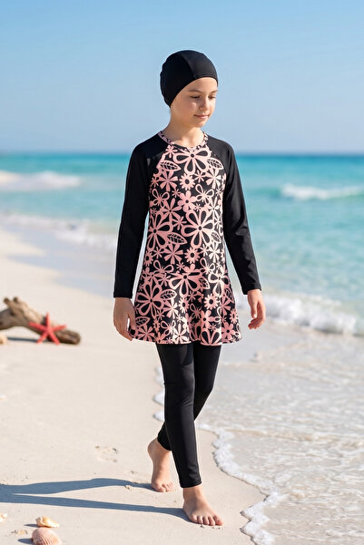 Beniizle Σετ μαγιό για κορίτσια με φλοράλ μοτίβο καλσόν 3 τεμ