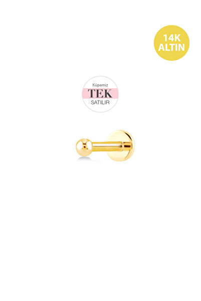 KURSHUNI Top (Taşsız 2mm), 14 Ayar Altın Kıkırdak Küpe/Piercing (TEK Satılır)...
