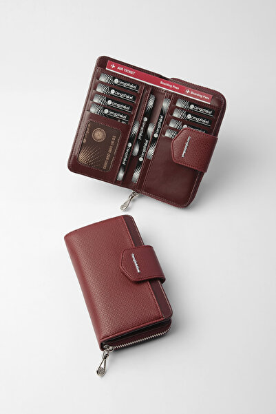 CENGİZ PAKEL Nova Medium Size Women's Wallet – 65316 - Claret Red