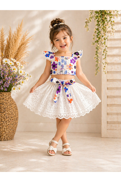 leora kids store Cıvıl cıvıl bayramlık kız çocuk 3 parça set