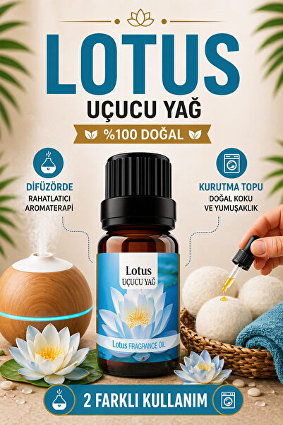 OrdoVeni Lotus Çiçeği Kokulu Saf Esansiyel Uçucu Yağ 10 ml | Kurutma Topu Kok...