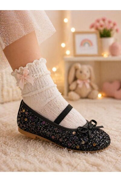 KANTEX Κοριτσίστικες μπαλαρίνες με λεπτομέρεια φιόγκου με κλιπ βέλκρο, αντιολ...