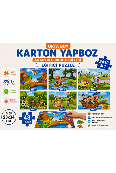 KAR TANESİ Orta Boy Karton Yapboz – Anaokulu Okul Hediyesi Eğitici Puzzle (24...