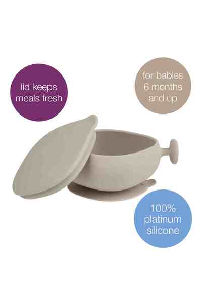 b.box Children's Food Bowl Silicone + Lid - Latte