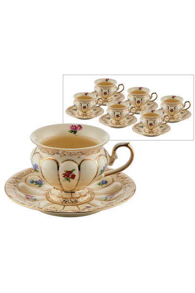 ROY KING WINTERLING HELEN 110 CC 6'LI KAHVE FİNCAN KREM ÇİÇEKLİ