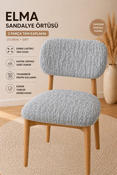 coverbox Lastikli Likralı Sandalye Kılıfı Elma Viyana Esnek Sandalye Örtüsü L...