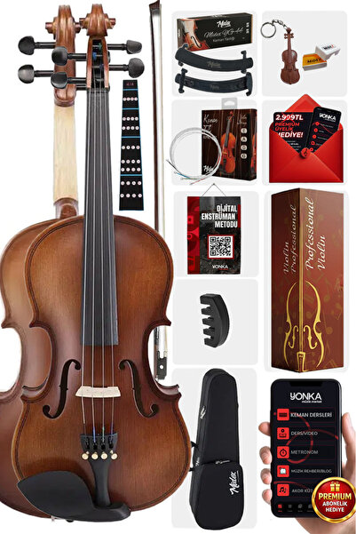 Midex Lma-644-tys Profesyonel Ahşap Mat Keman 4/4 Tam Boy (yastık Yedek Tel Ç...