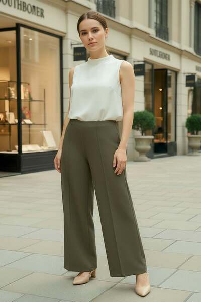 zenne Lycra Scuba Pants 0033 - Dark Khaki