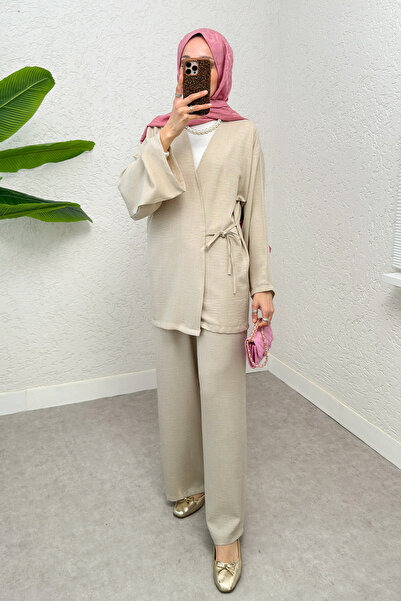 Salih Çelebi Σετ κιμονό με πλαϊνή δέσιμο - ΧΡΩΜΑ ΠΕΤΡΑΣ