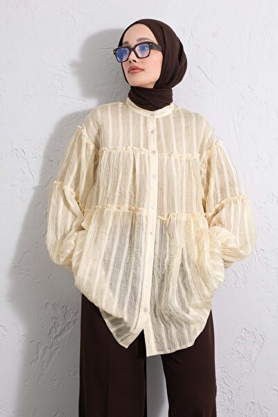 Salih Çelebi Πουκάμισο με σούρες Y0098 - ΚΙΤΡΙΝΟ