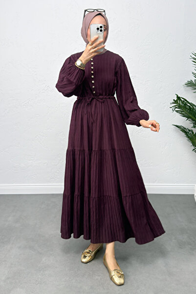 Salih Çelebi Φόρεμα με κορδόνια στη μέση και δέσιμο με κορδόνια 0081 - MÜRDÜM