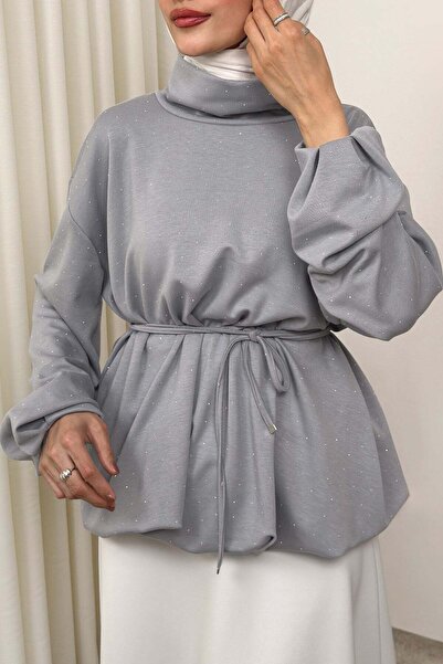 Salih Çelebi Μπλούζα με πέτρινη λεπτομέρεια Casual Swit 0026 - ΓΚΡΙ