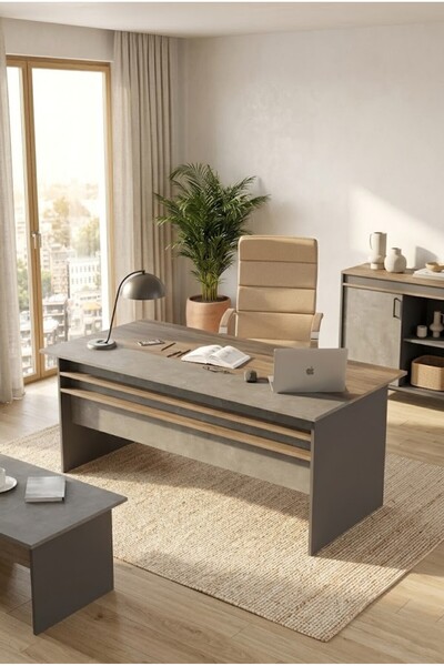 L'occi Concept Darian A Ofis Masası 180cm*90cm Kahve-beton-antrasit Dr1-cga
