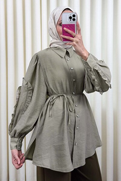 Salih Çelebi Πουκάμισο με λεπτομέρεια βολάν στα μανίκια 0061 - ΧΑΚΙ