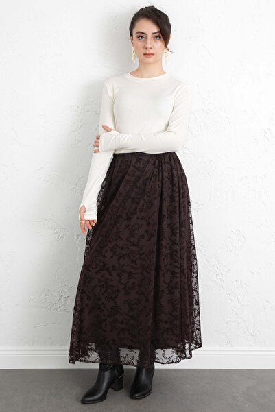 Salih Çelebi Φούστα από τούλι με σχέδιο λουλουδιών 0085 - ΚΑΦΕ