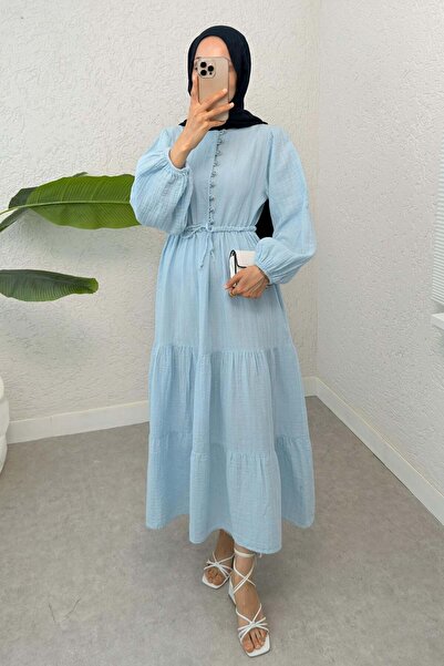 Salih Çelebi Φόρεμα Birit με λεπτομέρεια με κουμπιά 2237 - ΒΕΜΠ ΜΠΛΕ