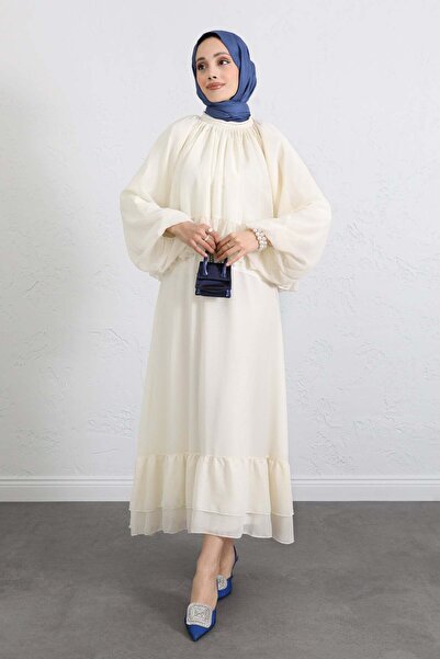 Salih Çelebi Με βολάν Σετ Σιφόν 2538 - EKRU