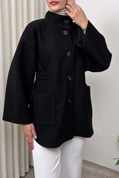 Salih Çelebi Hakim Yaka Kaşe Μπουφάν 0035 - ΜΑΥΡΟ