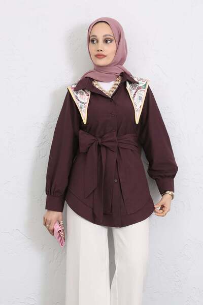 Salih Çelebi Πουκάμισο με Χιαστί Ζώνη Y0105 - MÜRDÜM