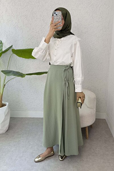 Salih Çelebi One Piece Cross Tie Skirt 2356 - KHAKI